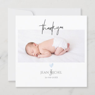 PixDezines Monogram Thank You Baby Blue Heart Invitation