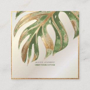 PixDezines MONSTERA, DUO TONE FAUX FOIL Square Bus Square Business Card