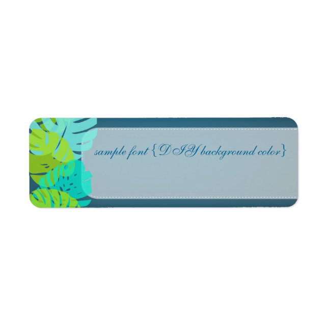 PixDezines monstera leaves/aqua+lime Label (Front)