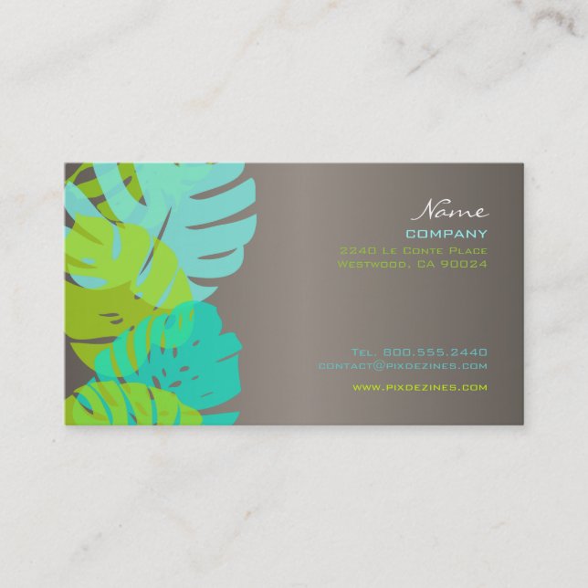 PixDezines Monstera, retro tropical foliage Business Card (Front)