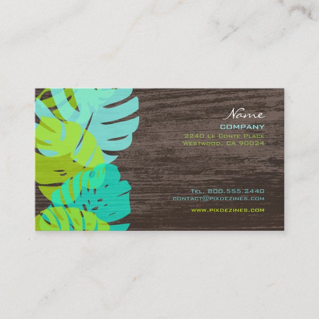 PixDezines monstera, retro tropical foliage Business Card (Front)