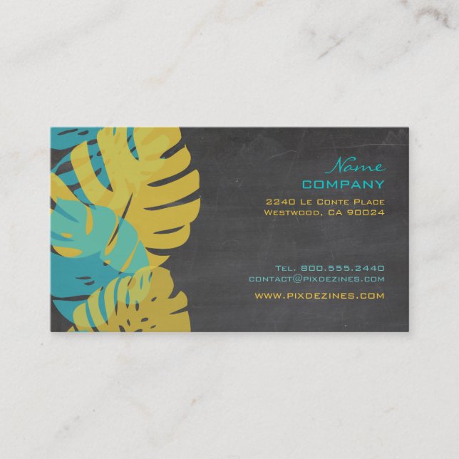 PixDezines Monstera, retro tropical foliage Business Card (Front)