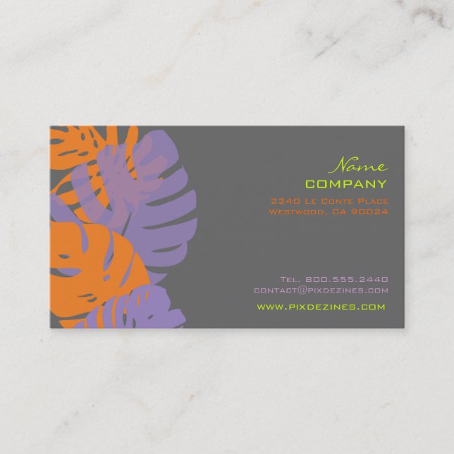 PixDezines Monstera, retro tropical foliage Business Card (Front)