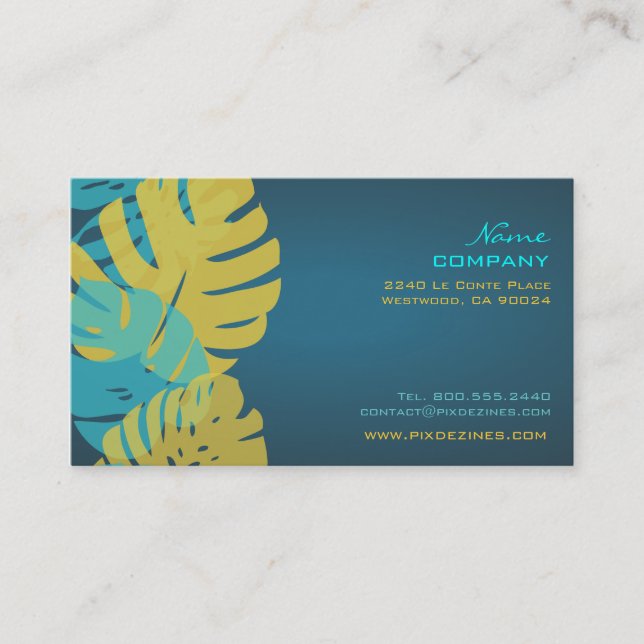 PixDezines Monstera, retro tropical foliage Business Card (Front)
