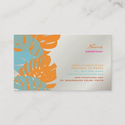 Customizable PixDezines Monstera, retro tropical foliage Business Card Template