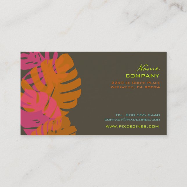 PixDezines Monstera, retro tropical foliage Business Card (Front)