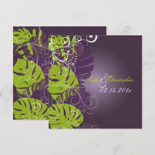 PixDezines Monstera, Tropical Foliage + Swirls Custom Invite