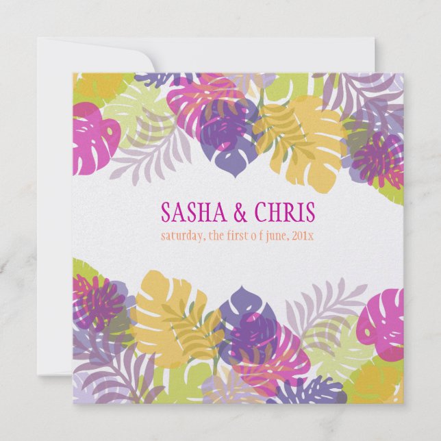 PixDezines Monstera, Tropical Foliage/diy colors Invitation (Front)