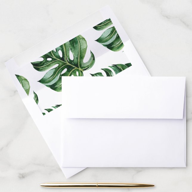 PixDezines Monstera Tropical Foliage, Greenery Envelope Liner (Desk)