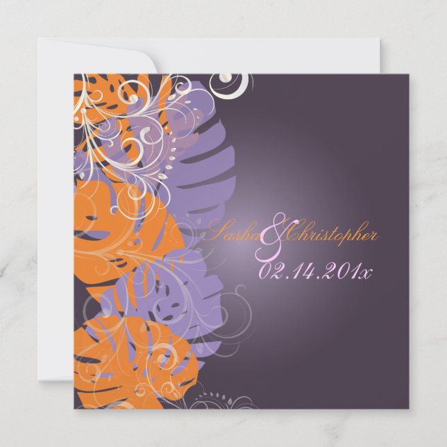 PixDezines Monstera, Tropical Foliage + Swirls Invitation (Front)