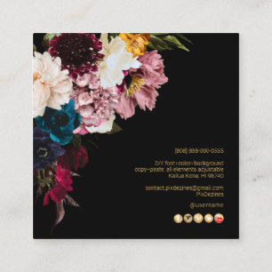 PixDezines Moody Botanical Flowers Square Business Card