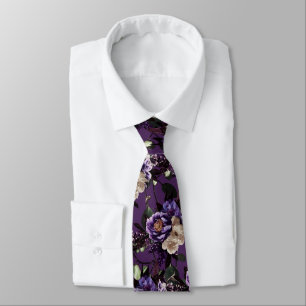 PixDezines Moody Botanical Purple Flowers  Neck Tie