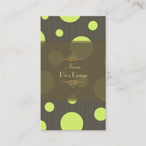 Celery Polka dots and pin stripes BusinessCard Business Cards