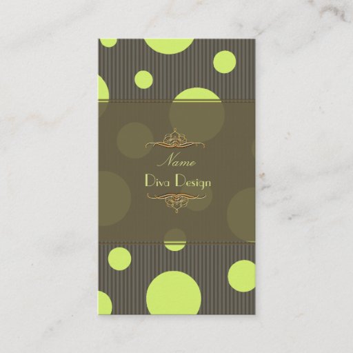 Customizable Celery Polka dots and pin stripes BusinessCard Business Cards