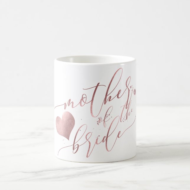PixDezines Mother of Bride/Faux Rose Gold Script Coffee Mug (Center)