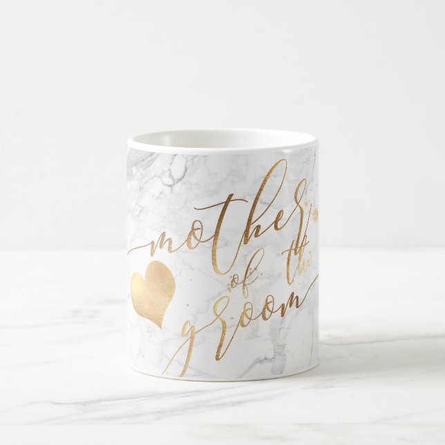 PixDezines Mother of Groom/Faux Gold Script Marble Coffee Mug (Center)