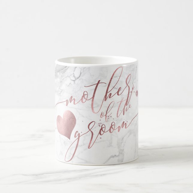 PixDezines Mother of Groom/Faux Rose Gold Script Coffee Mug (Center)