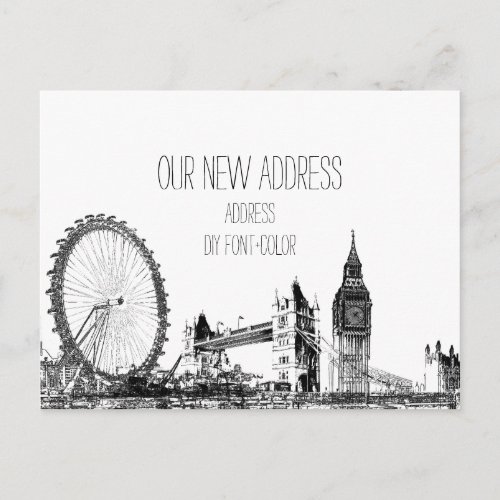 PixDezinesmovinglondon citiscapesketched Announcement Postcard