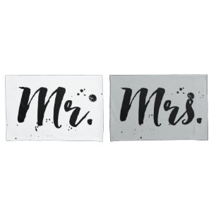 PixDezines mr/mrs/b+w/DIY background colors Pillow Case
