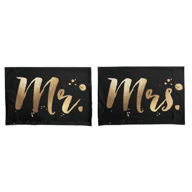 PixDezines mr/mrs/faux gold/DIY colors Pillow Case (Front-Set)