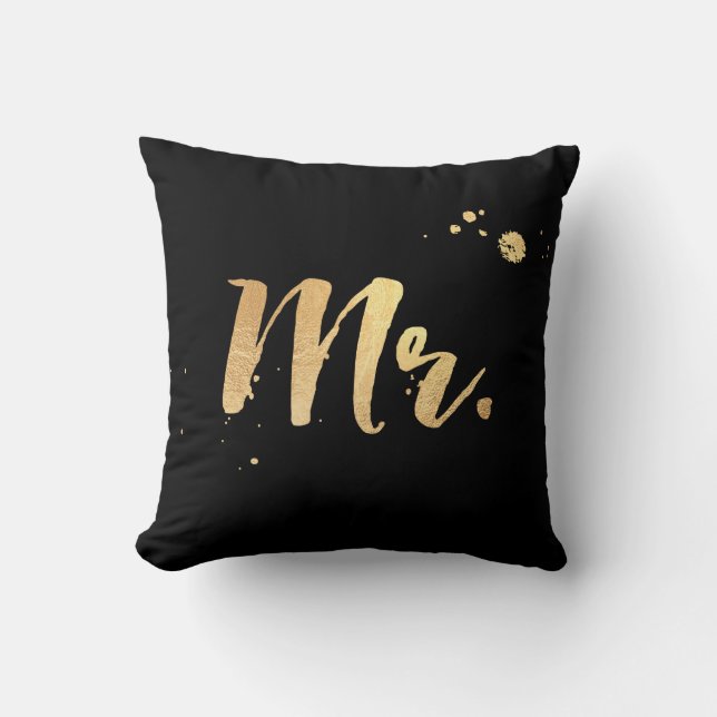 PixDezines Mr. pillow/faux gold foil/DIY backgrnd Throw Pillow (Front)