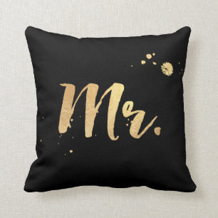 PixDezines Mr. pillow/faux gold foil/DIY backgrnd Throw Pillow