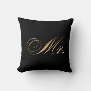 PixDezines Mr. pillow/faux gold foil Throw Pillow