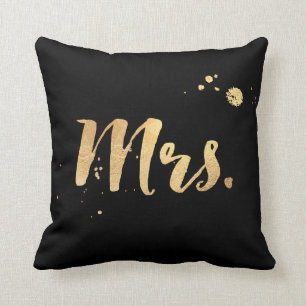 PixDezines Mrs. pillow/faux gold foil/DIY backgrnd Throw Pillow