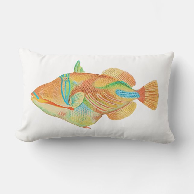 PixDezines nakunuku, hawaiian fish/diy background Lumbar Pillow (Front)