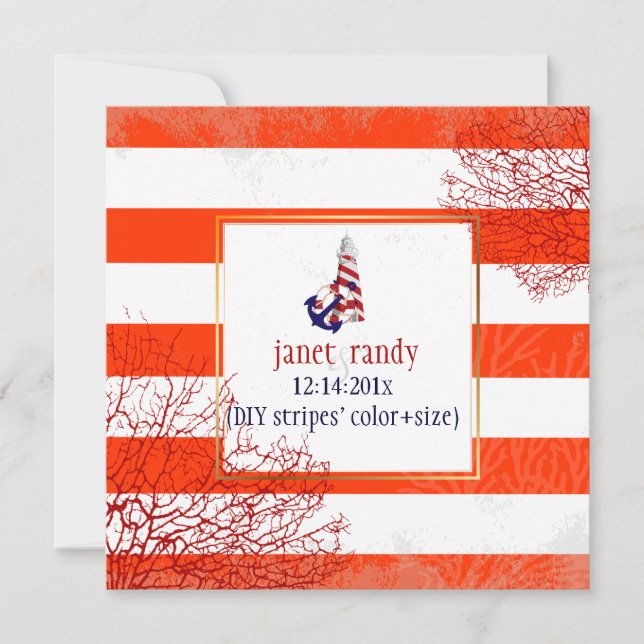 PixDezines nautical anchors+lifesavers+lighthouse Invitation (Front)
