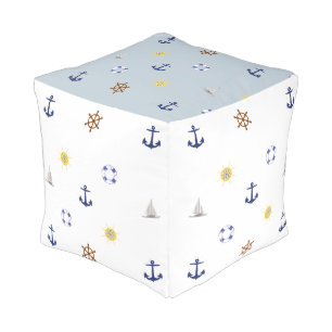 PixDezines nautical cube pouf/DIY background Pouf