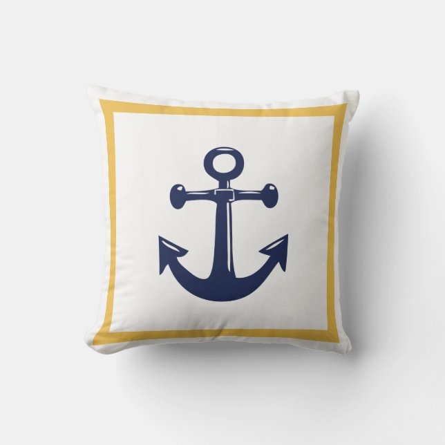 PixDezines nautical/DIY color/anchor Throw Pillow (Front)