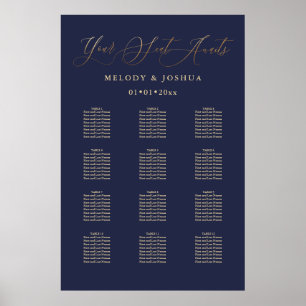 PixDezines Navy+Gold Calligraphy, Seating Chart