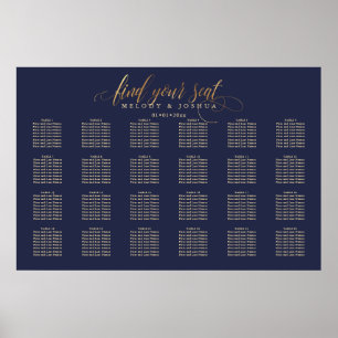 PixDezines Navy+Gold Calligraphy, Seating Chart