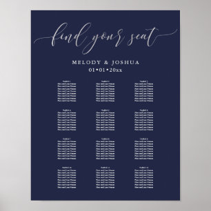 PixDezines Navy Modern Calligraphy, Seating Chart