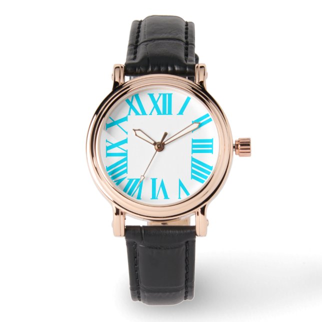 PixDezines Neon Aqua Roman Numeros/DIY background. Watch (Front)