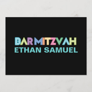 PixDezines neon bar mitzvah Invitation