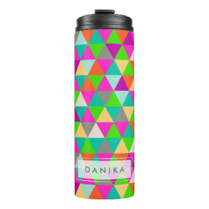 PixDezines Neon Colors Geometric/Triangles Thermal Tumbler