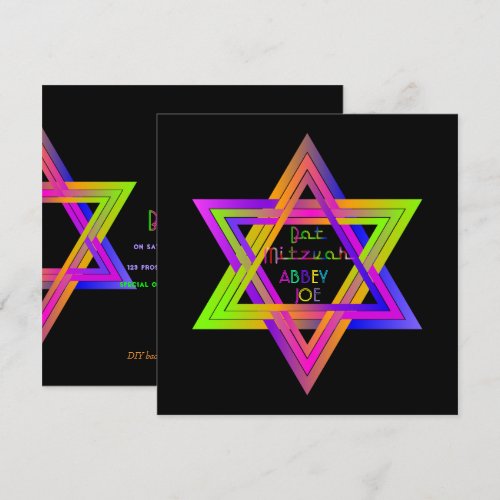 PixDezines Neon Colors Star of David/Bat Mitzvah