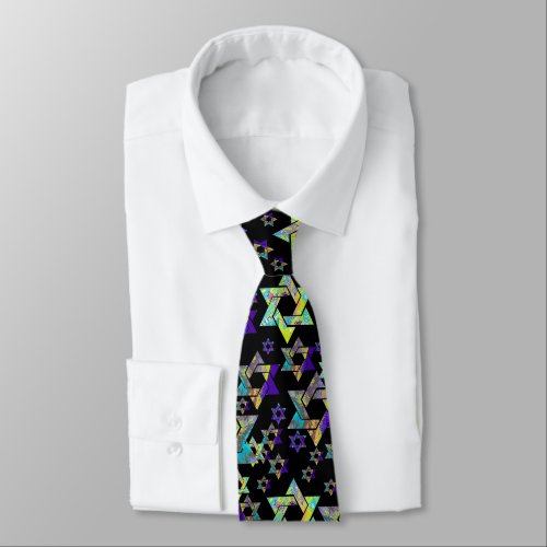 PixDezines Neon Colors Star of David Neck Tie