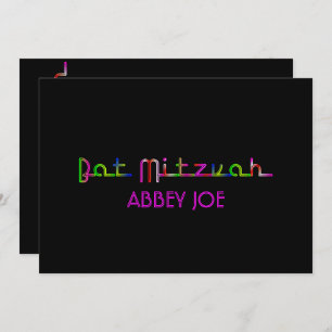 PixDezines neon lights bat mitzvah Invitation