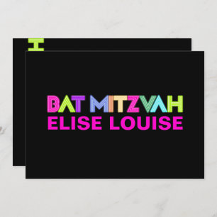 PixDezines Neon Lights Bat Mitzvah Invitation