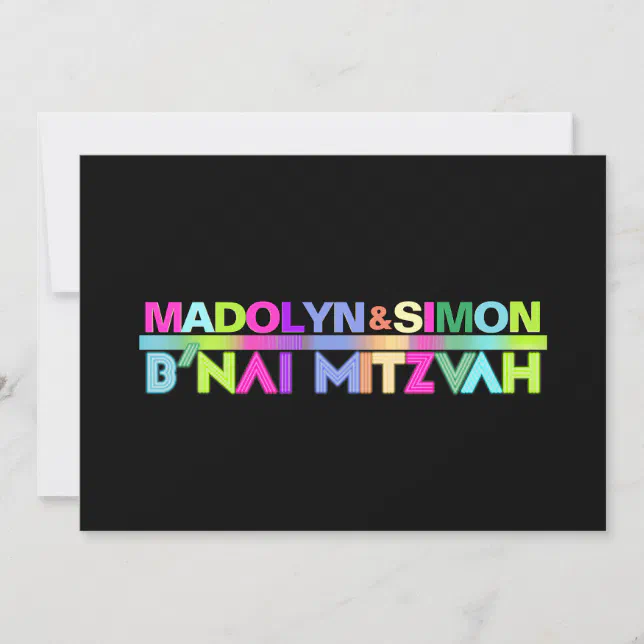 PixDezines Neon Lights B'nai Mitzvah Invitation | Zazzle