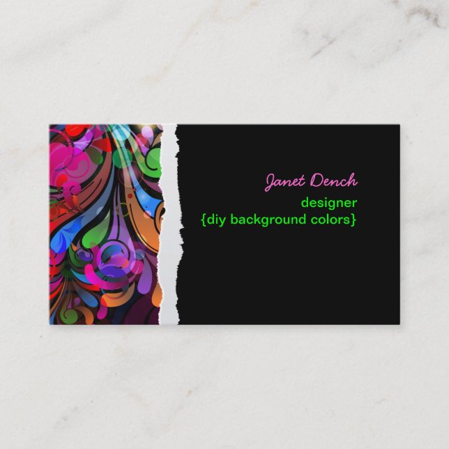 PixDezines neon retro swirls/diy background colors Business Card (Front)