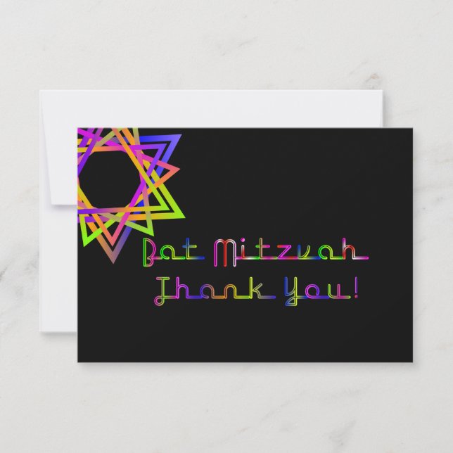 PixDezines Neon Stars Mitzvah Thank You (Front)
