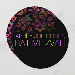 PixDezines neon/typography/psychedelic/bat mitzvah Invitation