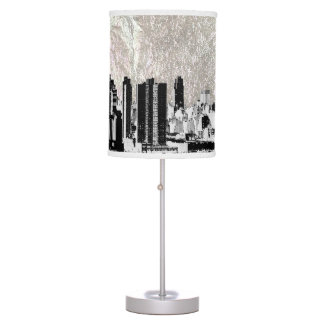 PixDezines New York skyline/faux silver foil Table Lamp