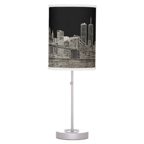 PixDezines NYC SkylineDIY BackgroundFaux Silver Table Lamp