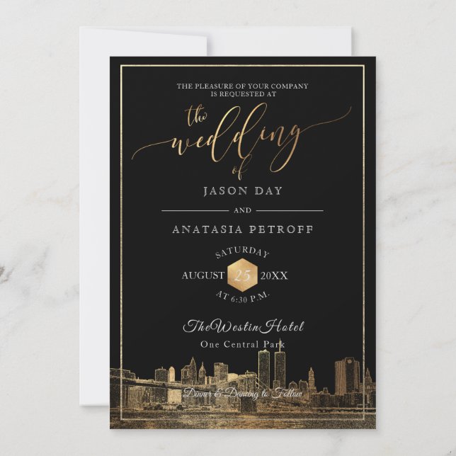 PixDezines NYC Skyline/Faux Gold/DIY Invitation (Back)