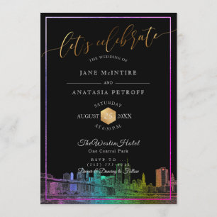 PixDezines NYC Skyline/Rainbow Colors Invitation